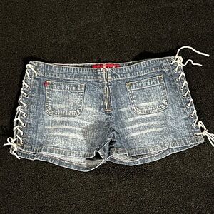 Y2K denim Zana Di Lace Up Booty Shorts Size 7